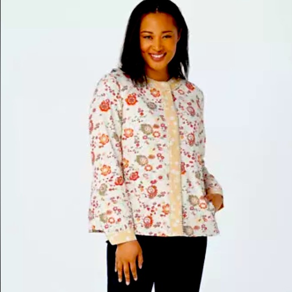 LOGO by Lori Goldstein Jackets & Blazers - LOGO Lavish Lori Goldstein Mixed Print Woven Jacket with Picot Trim  - 1X